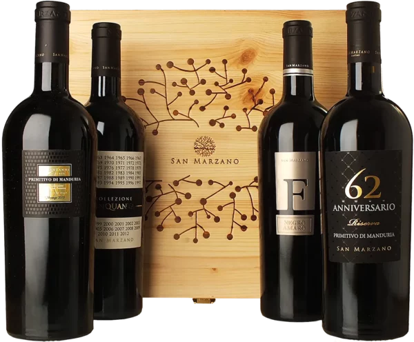 Cantine San Marzano Box degustazione in cassetta legno Top Autoctoni (4 bottiglie)